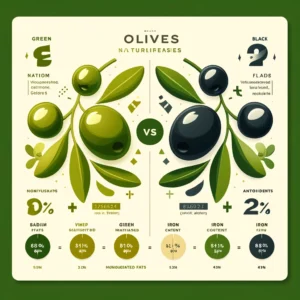 Comparative Nutrient Infographic for Green and Black Olives