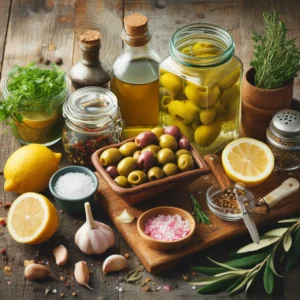 Ingredients for Pickling Olives